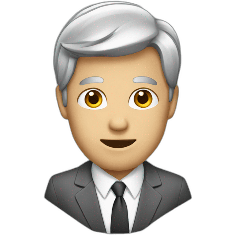 with grey hair in suit public speaking emoji