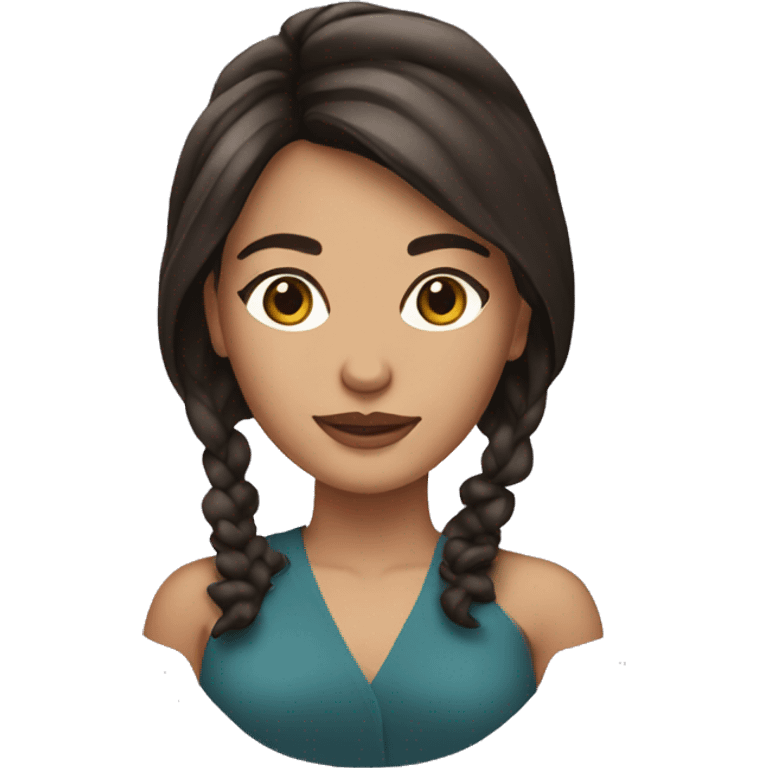 Beautiful brunette with styling emoji