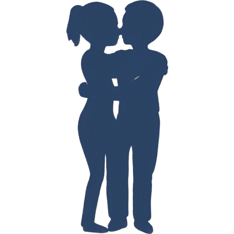 Two silhouettes of people hug each other emoji