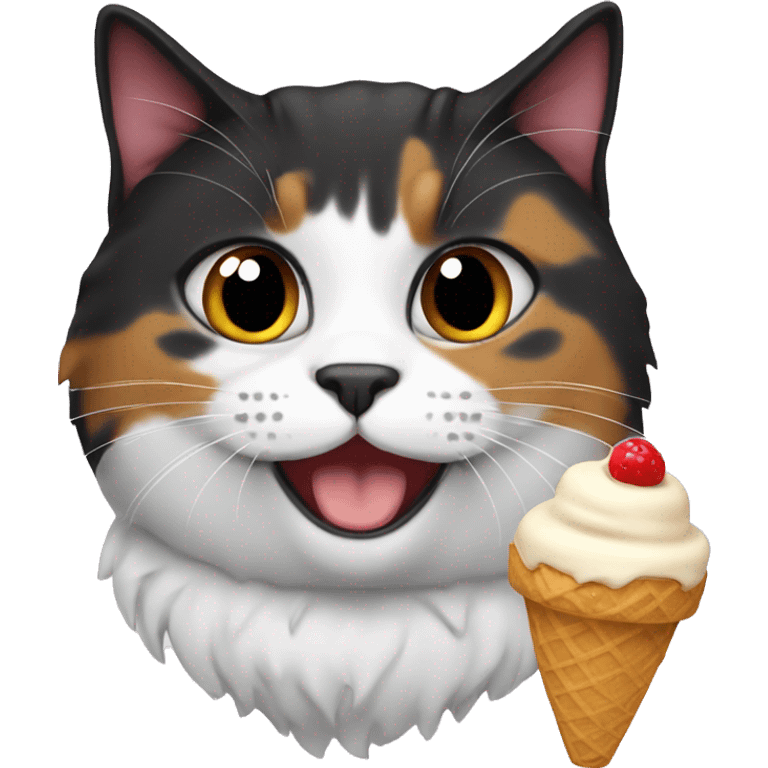 Icecream with fat calico cat emoji