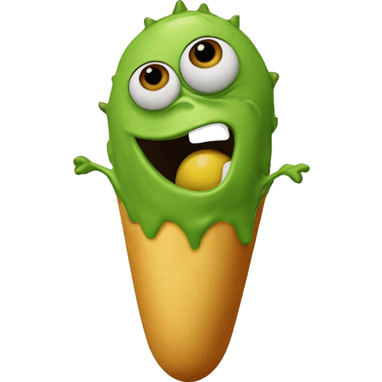 mike wazowski eating a corn dog emoji