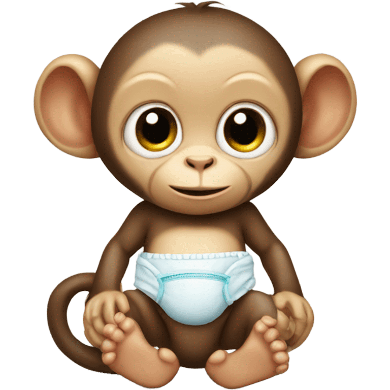 tiny baby monkey with diaper and paci emoji