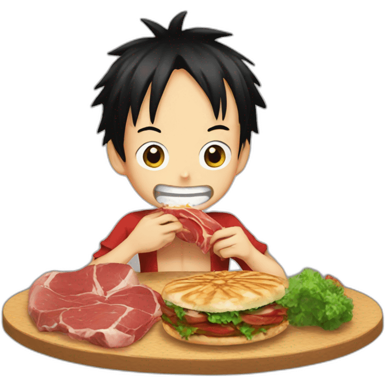 Luffy eating meat emoji