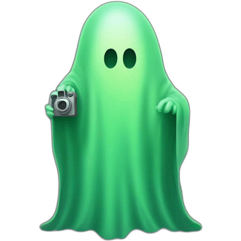 minimalism green ghost with camera emoji