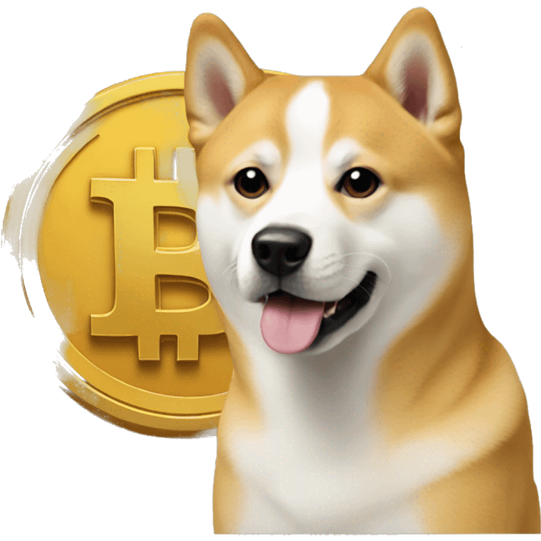 Doge holding a bitcoin emoji