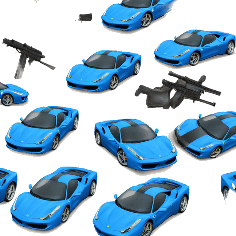 Blue Ferrari 458 with machine guns emoji