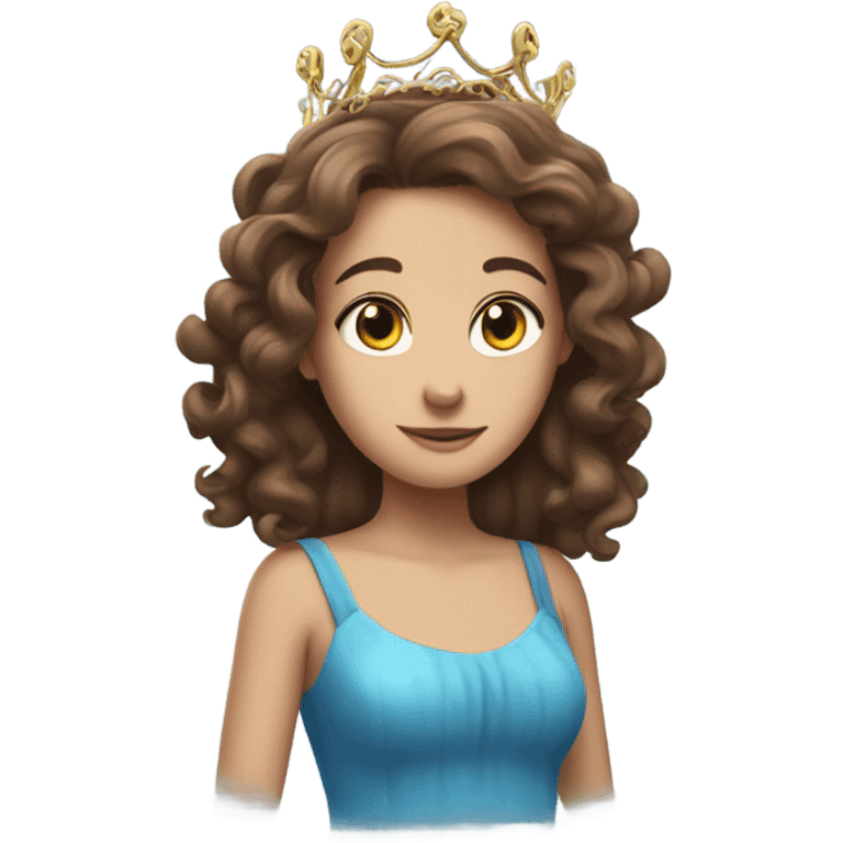 Girl with brown hair and blue dress and tentacles on her back and a tiara on her head emoji