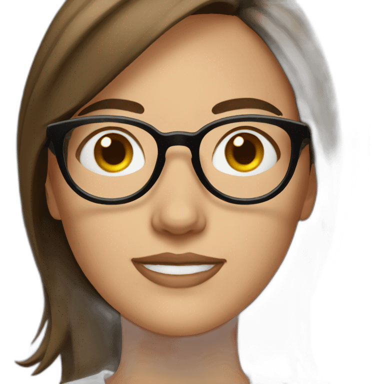 Woman with round face glasses and brown hair emoji