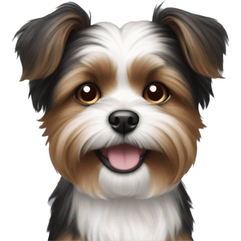 Black brown and white shorkie dog smiling emoji