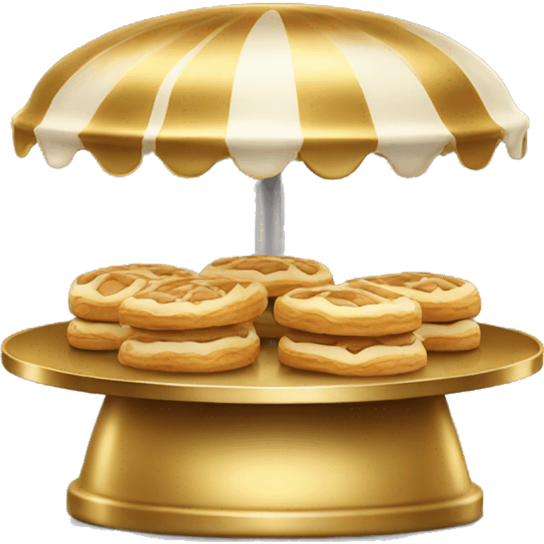 Realistic metallic gold pastry stand isolated  emoji