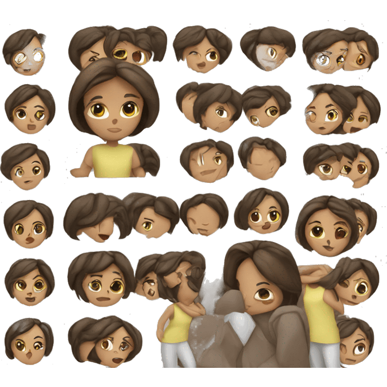 Brunette girl wearing leggings and crewneck  emoji