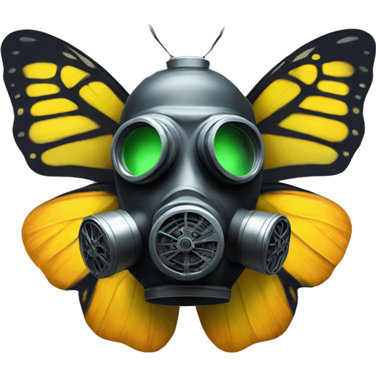 Butterfly wearing gas mask emoji