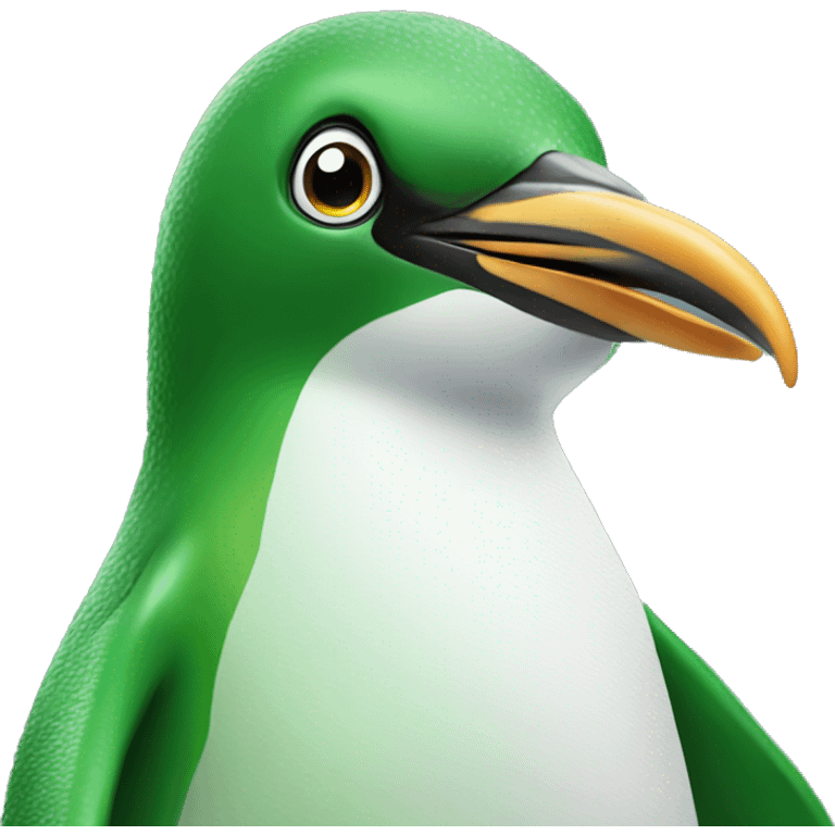 green penguin with no beak just long nose emoji