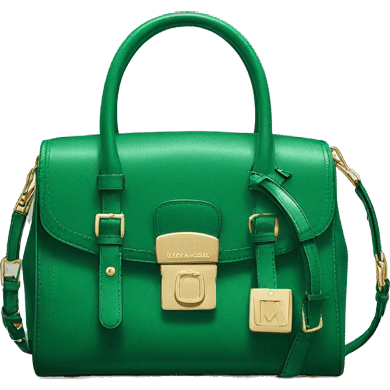 Realistic isolated emerald green michael kors satchel purse.  emoji