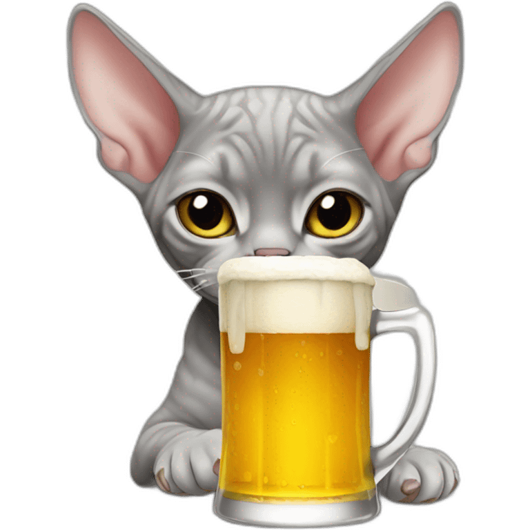 grey devon rex drinking beer emoji