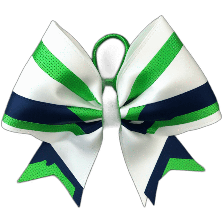 Maces cheerleading bow, white green navy blue emoji