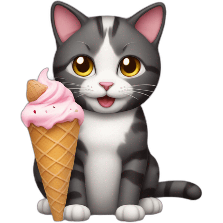 Cat with ice cream emoji