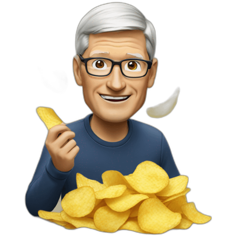 tim cook eating potato chips emoji