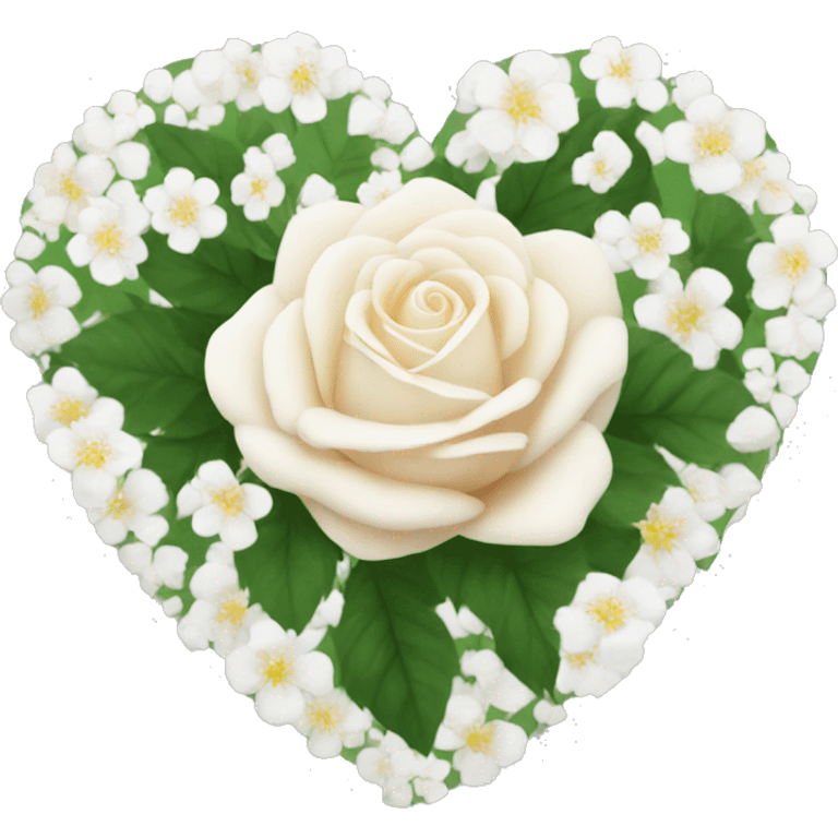 Rosa Heart with white flowers in it emoji