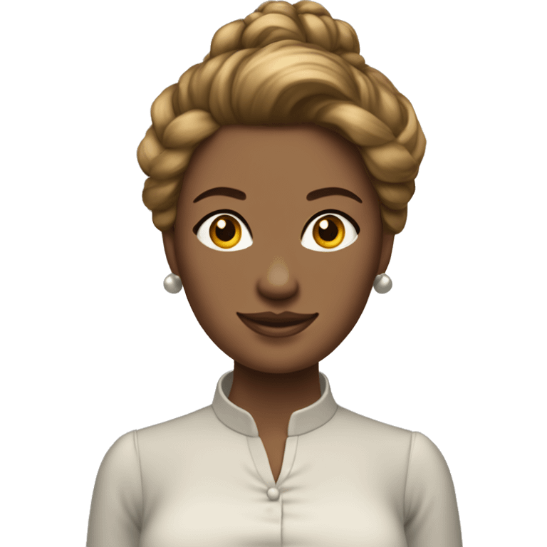 femme chataine claire avec blouse et  chignon décoifée  emoji