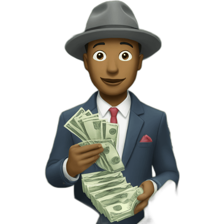 Pharell Williams with banknotes emoji