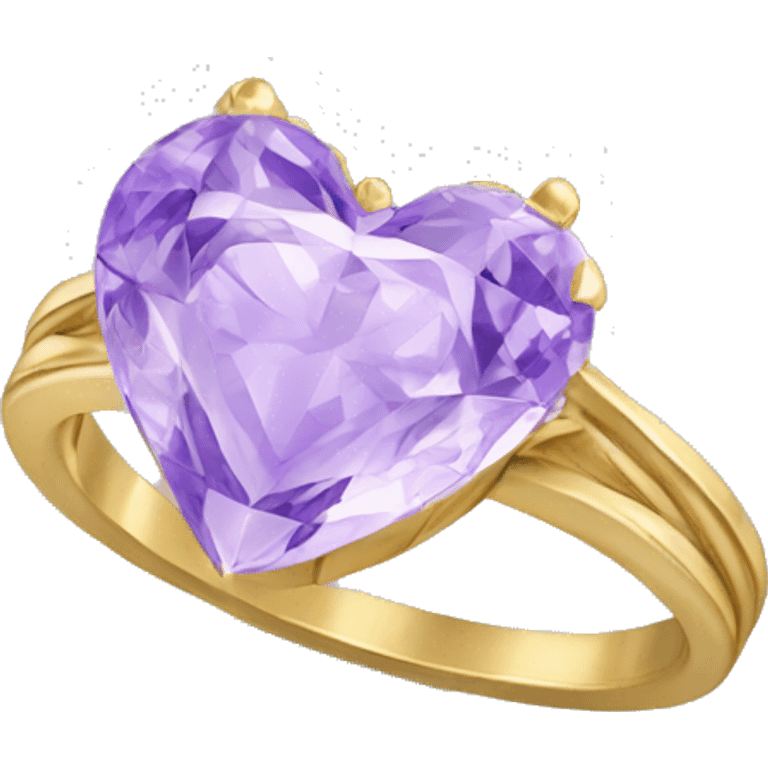 gold ring with a lavender heart diamond emoji