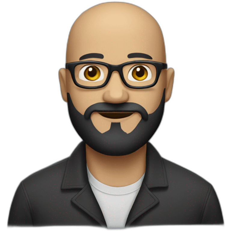 A bald man with black glasses and a black beard. emoji