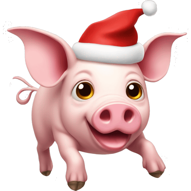 Flying Pig with Santa Hat emoji