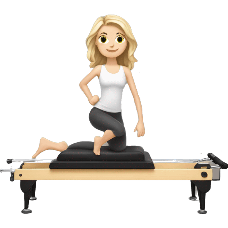 white girl on reformer Pilates emoji