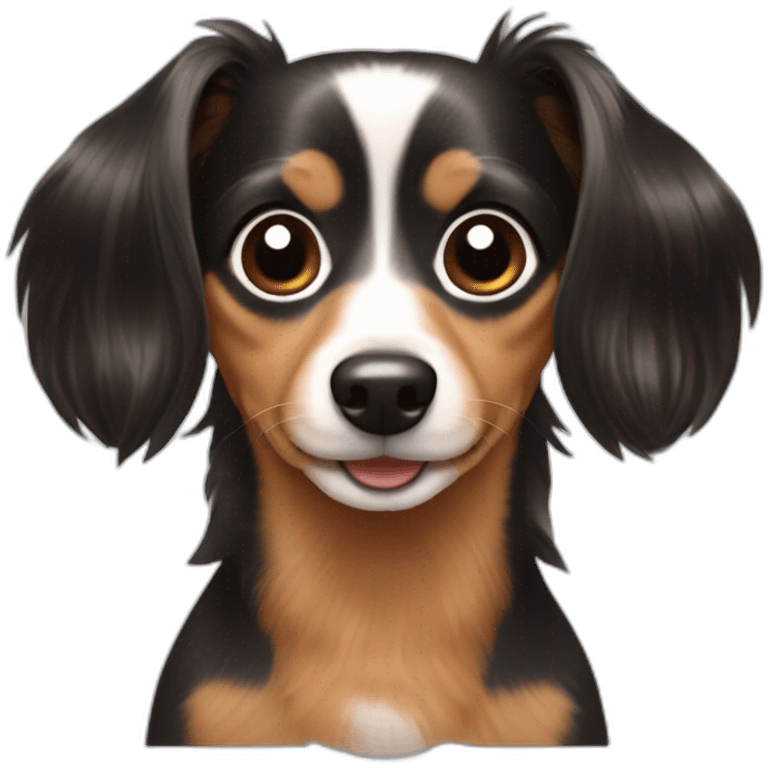 Long hair dachshund Chihuahua mix with brown & black hair emoji