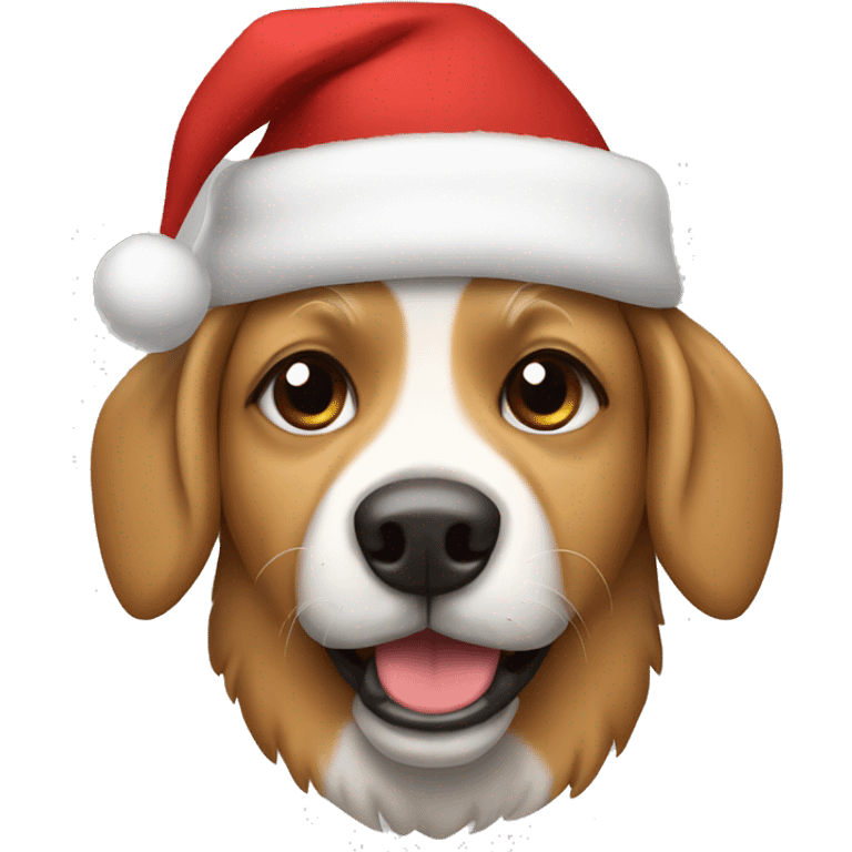 Dog with a Christmas hat emoji