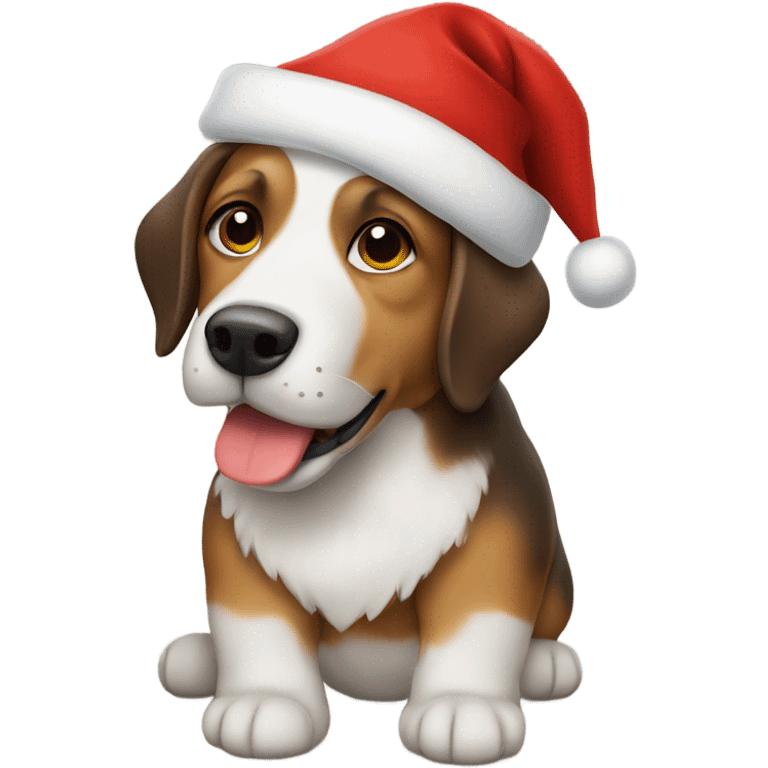 Dog wearing a Santa hat emoji