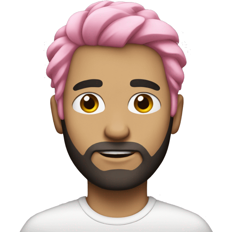 White male with bushy half black half pink hair  emoji