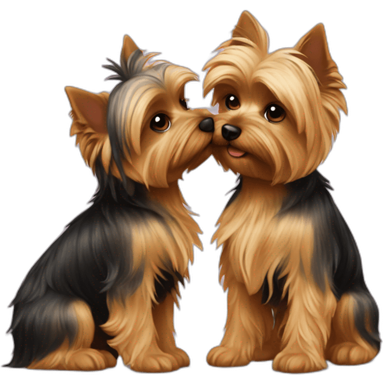 two Yorkshire terriers kissing emoji