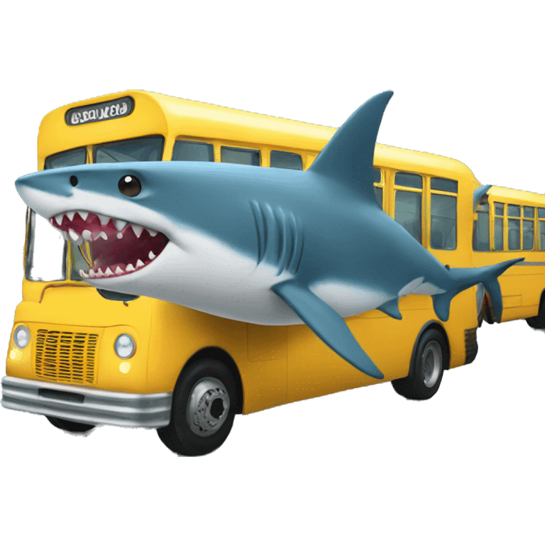 Shark that is riding an bus emoji