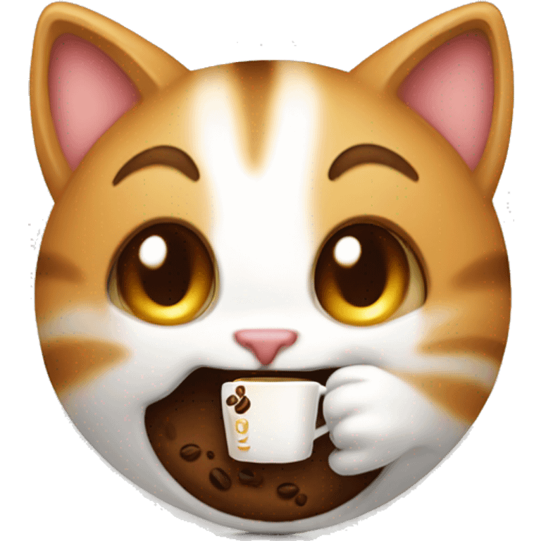 happy cat with coffe emoji