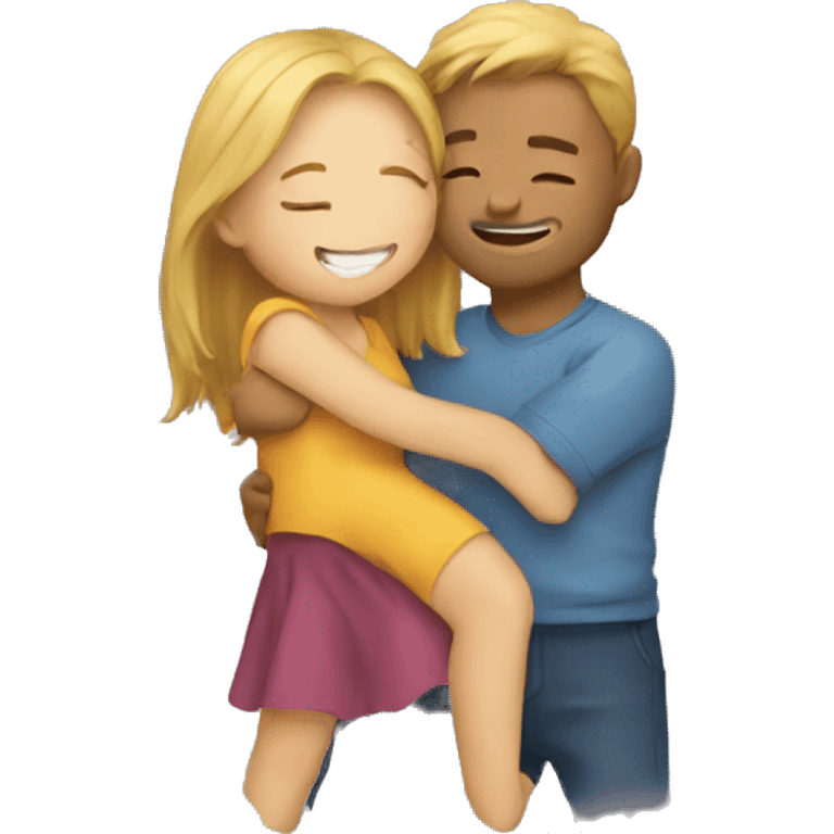 Girl and guy hugging  emoji