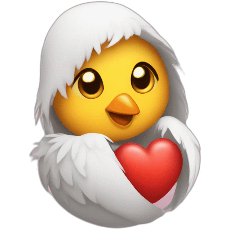 Chick with lof of hearts emoji