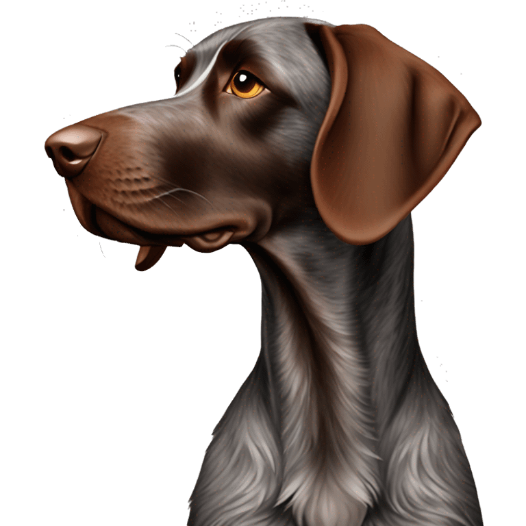 Dark brown german wire haired pointer with a red beard emoji