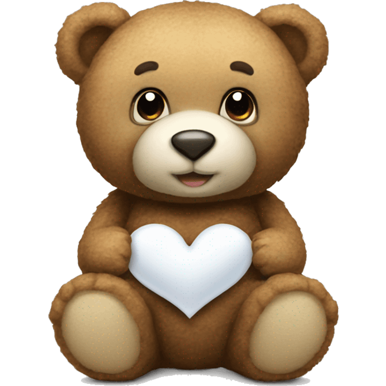 teddy bear with white heart emoji