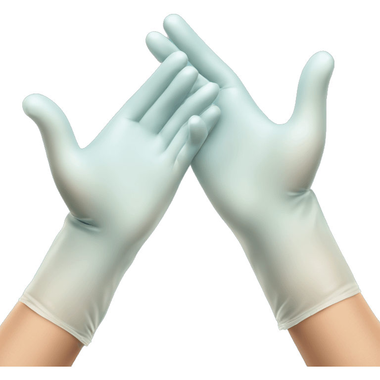 Realistic light blue latex medical gloved hands isolated.  emoji