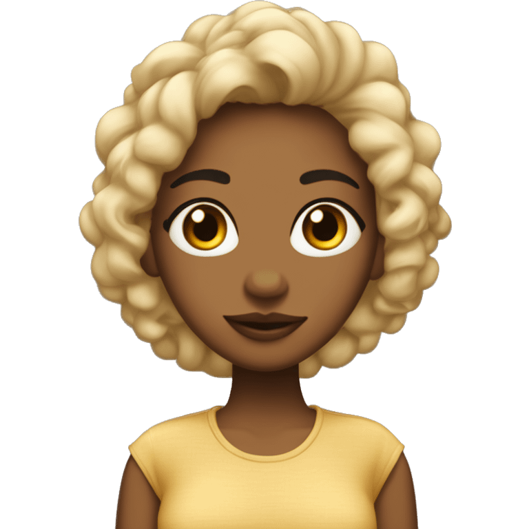 chica de pelo negro por los hombros, piel morena,  ojos chinos y labios carnosos emoji