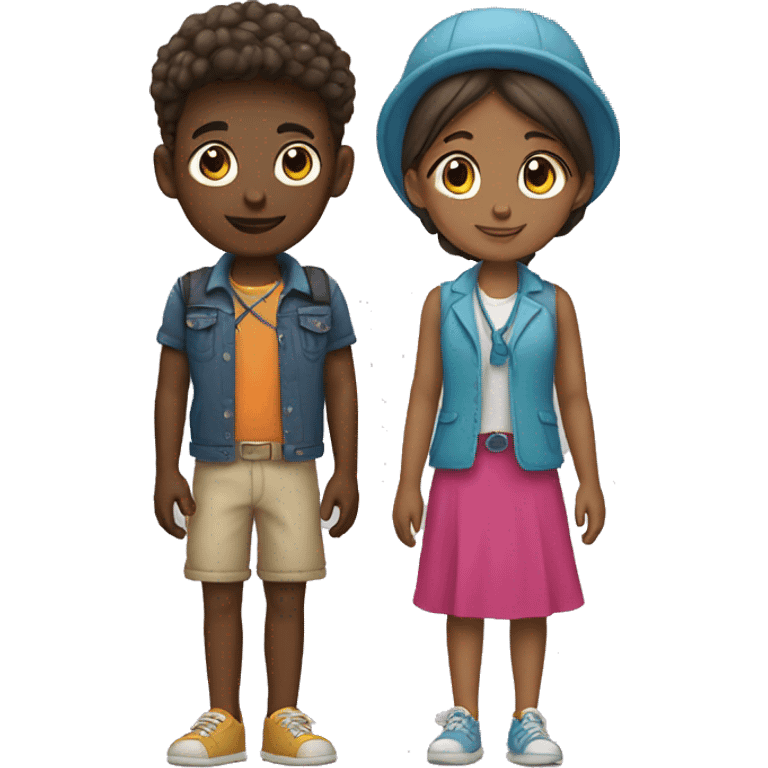 boy and girl with accessories emoji