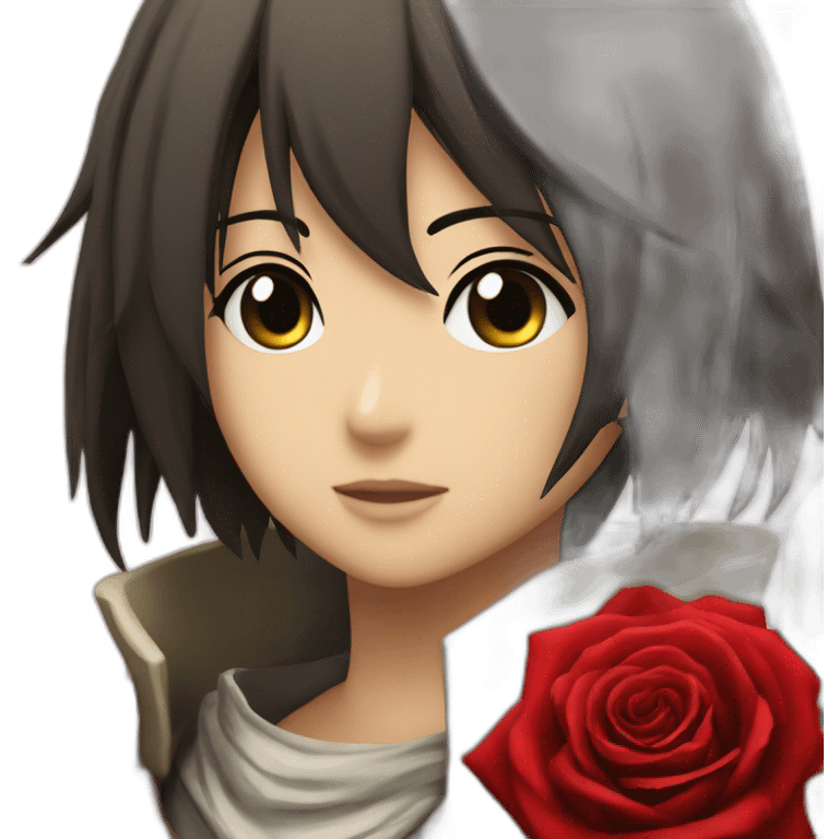 mikasa ackerman give red rose emoji