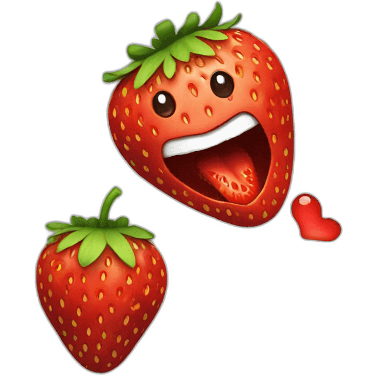 strawberry eating emoji