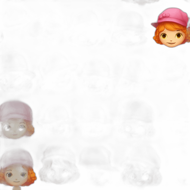 strawberry shortcake ginger girl short hair pink hat emoji