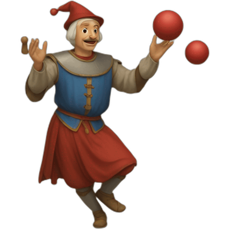 medieval juggler juggling 4 same-sized balls over them emoji