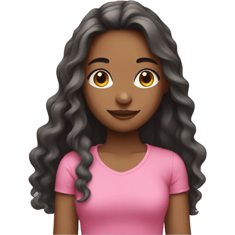 Girl both long hair and a pink top  emoji