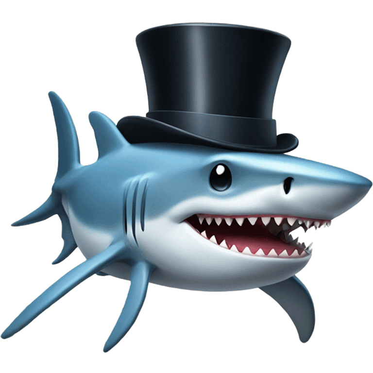 Shark with a top hat emoji