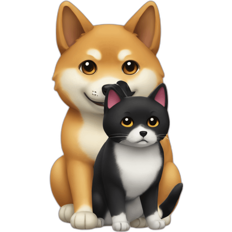 shibainu and black cat emoji